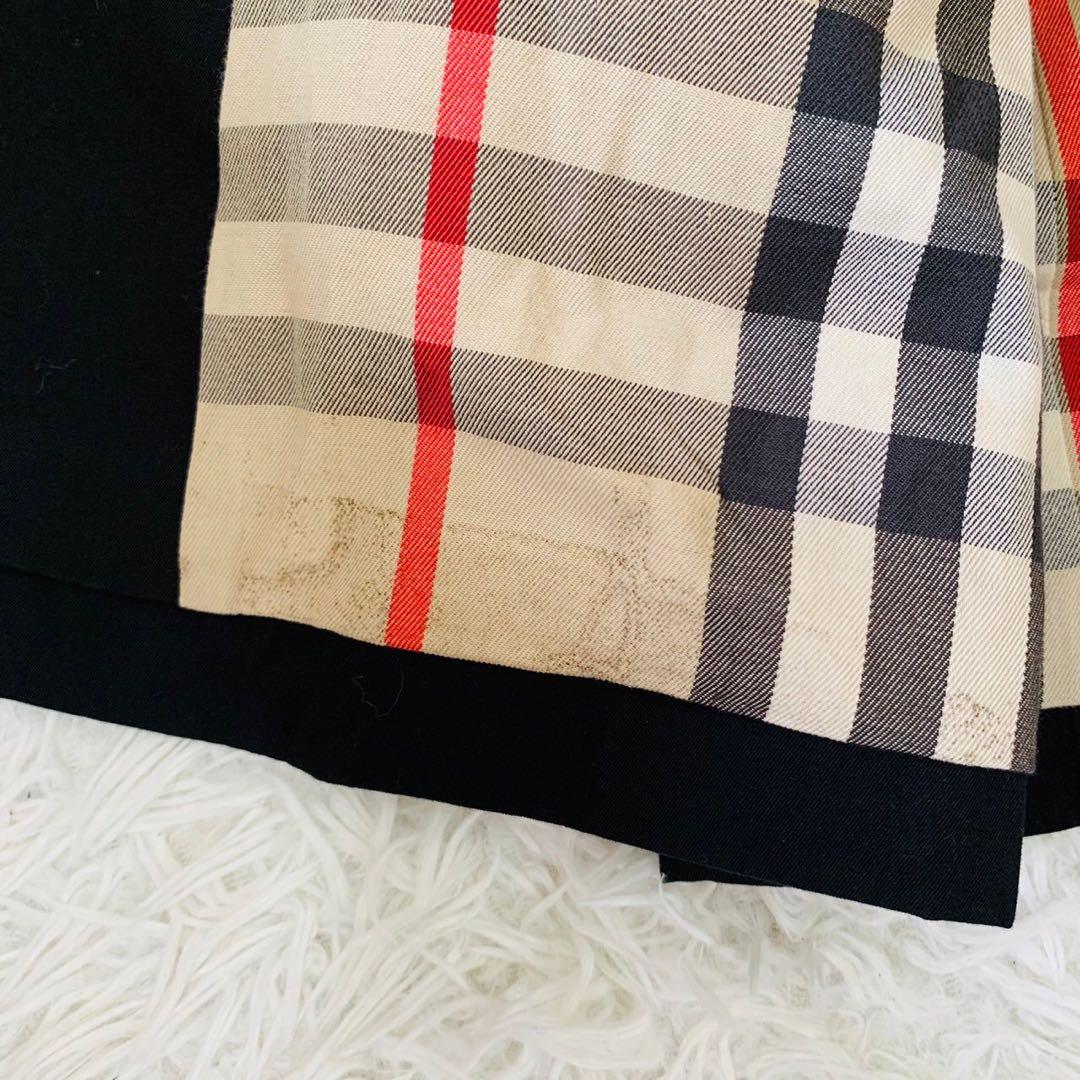 美品 現行 バーバリー ケンジントン トレンチコート ブラック ノバチェック