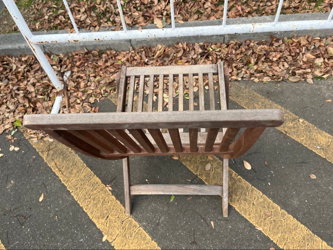 c）ヴィンテージ・ポピュラー折りたたみチェア 木製折りたたみチェア ブラウン