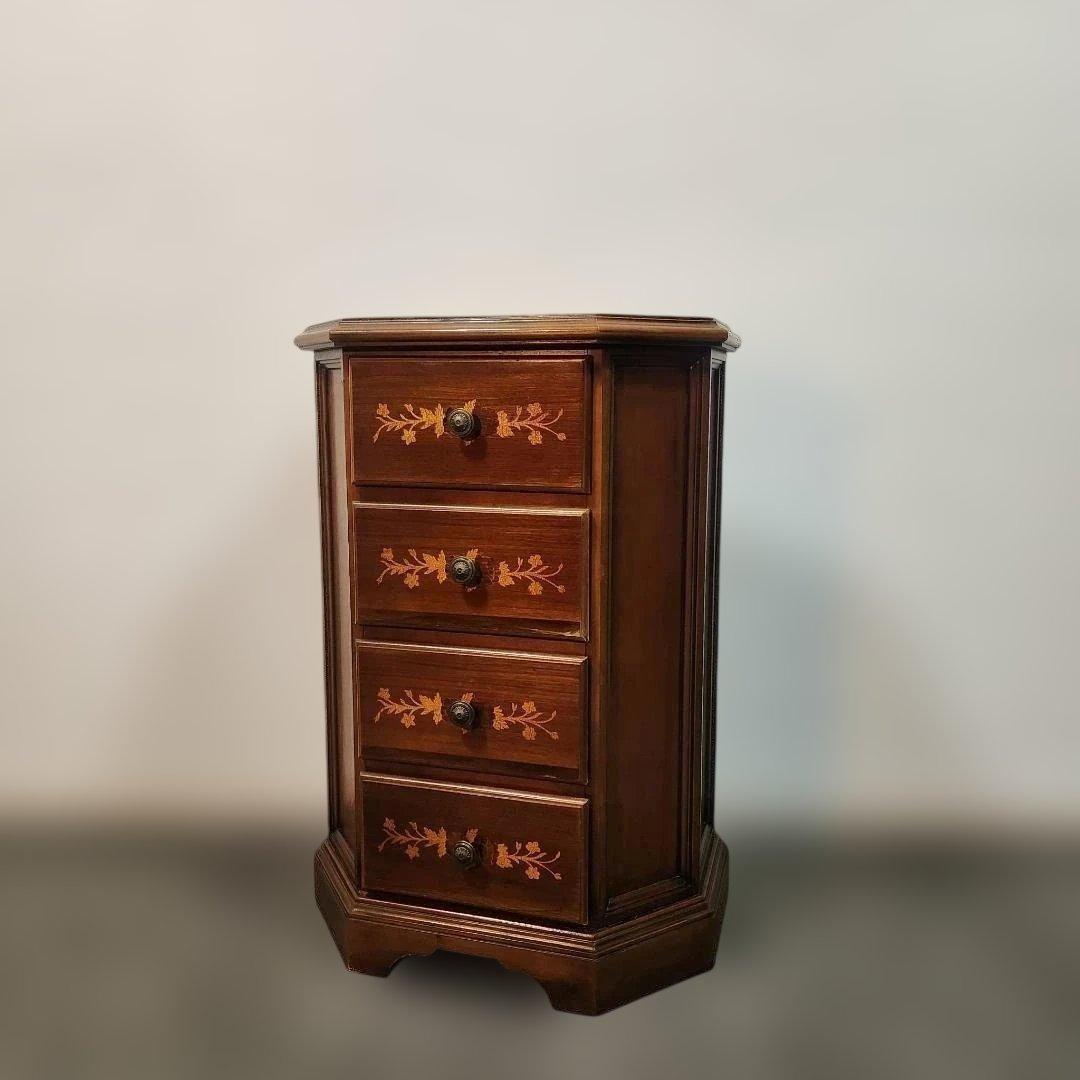 訳あり 象嵌細工風 ミニチェスト 4段チェスト サイドボード