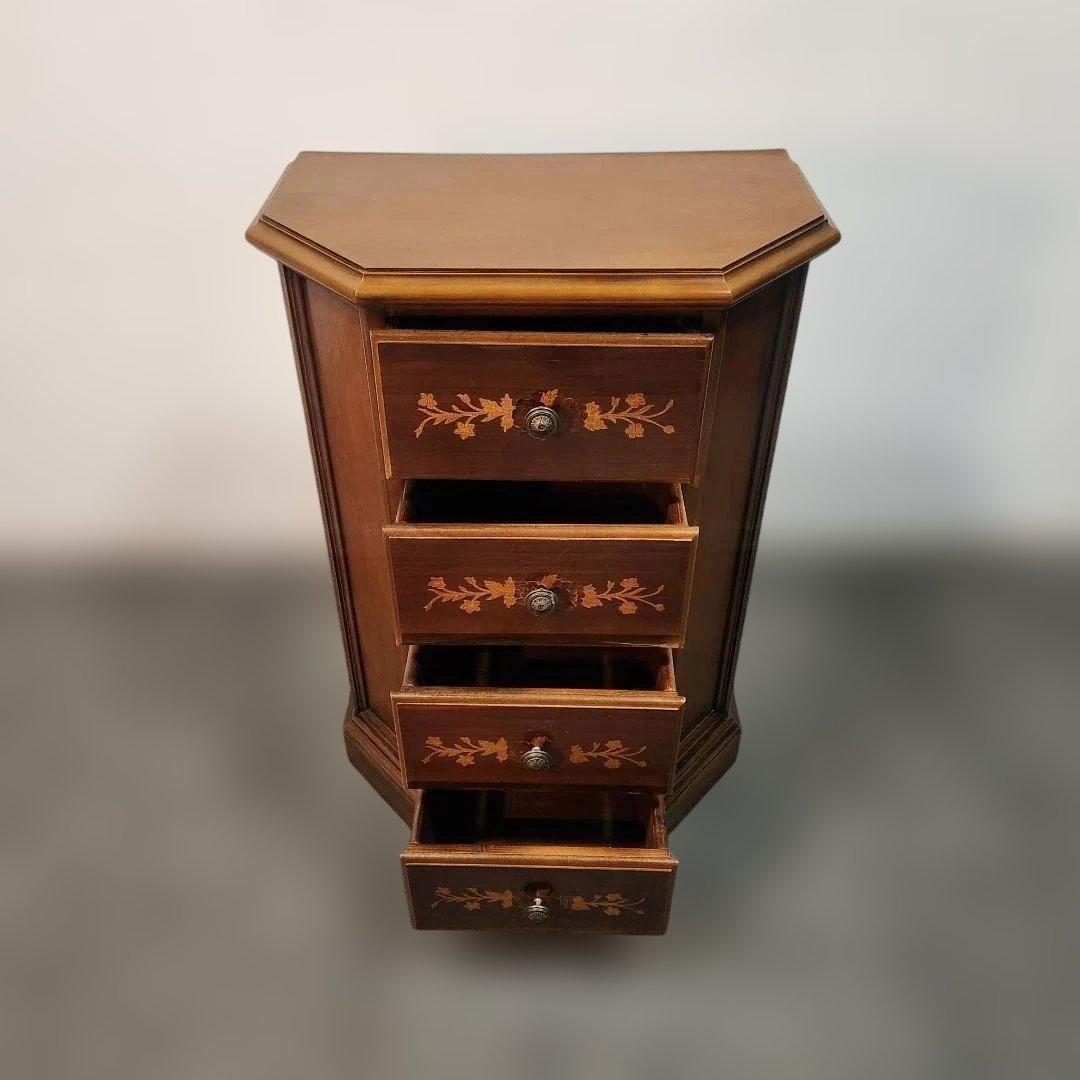 訳あり 象嵌細工風 ミニチェスト 4段チェスト サイドボード