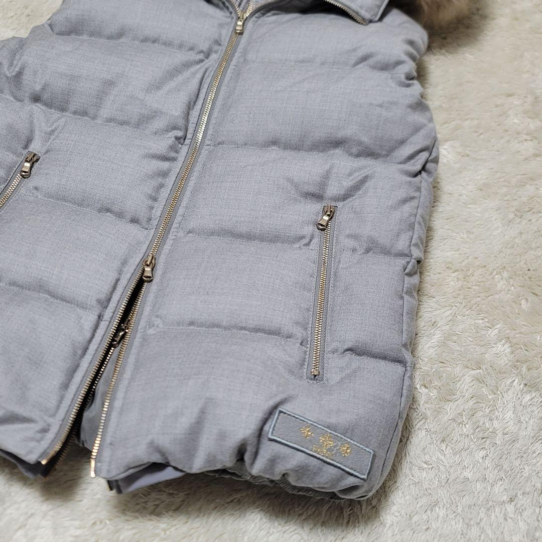 極美品✨タトラス ダウンベスト ラクーンファー カシミヤ混 ダブルジップ グレー