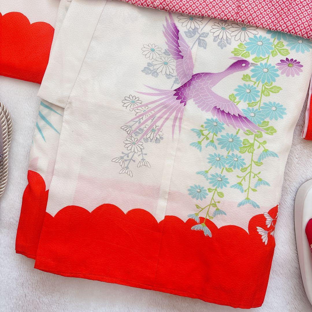 七五三　3歳　アンティーク　着物　被布　セット　草履　長襦袢　女の子　子供着物