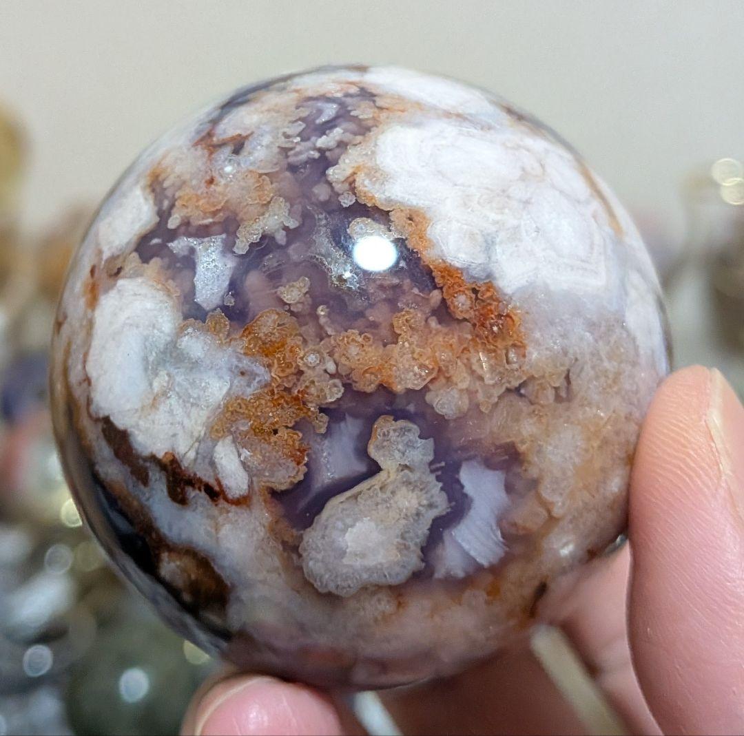 ブルー桜瑪瑙☆ブルーアゲート☆スフィア☆高品質☆希少☆レア☆