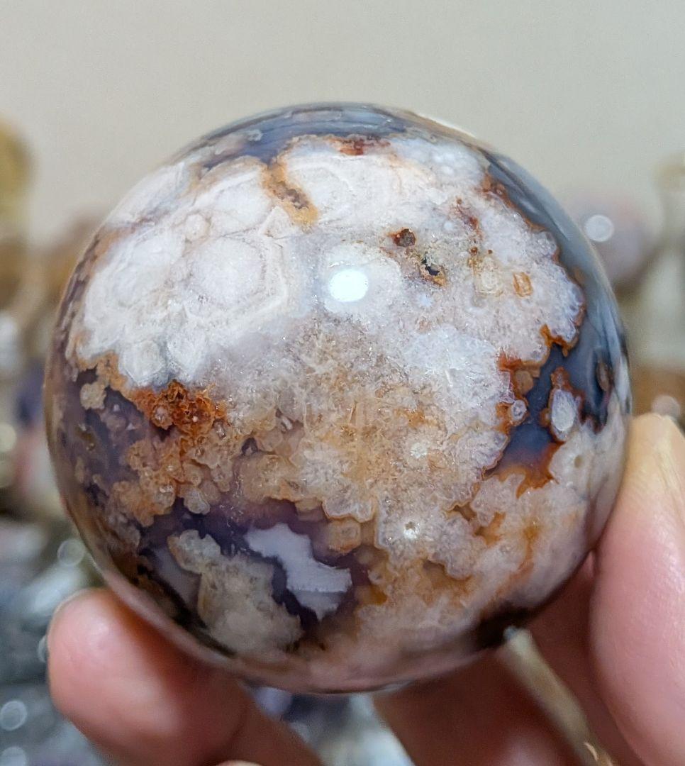 ブルー桜瑪瑙☆ブルーアゲート☆スフィア☆高品質☆希少☆レア☆