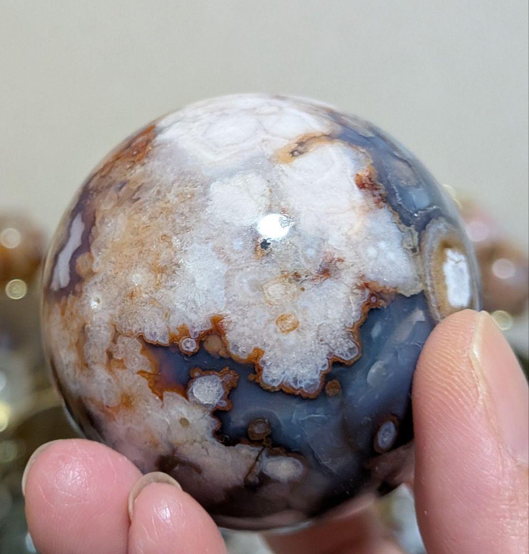 ブルー桜瑪瑙☆ブルーアゲート☆スフィア☆高品質☆希少☆レア☆