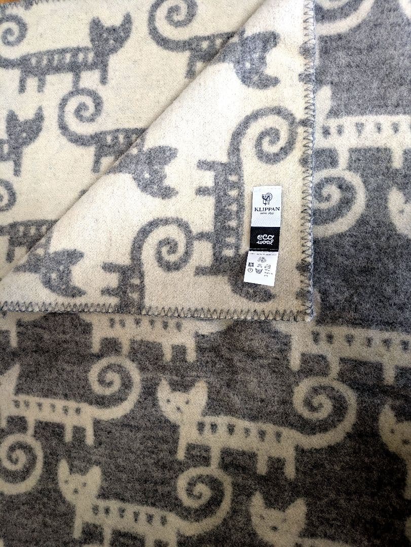 【美品】【レア品】KLIPPAN クリッパン ハーフブランケット ネコ柄