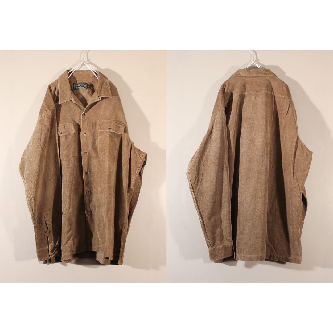 USA古着 ポロカントリーラルフローレン 開襟コーデュロイシャツ長袖 メンズXL