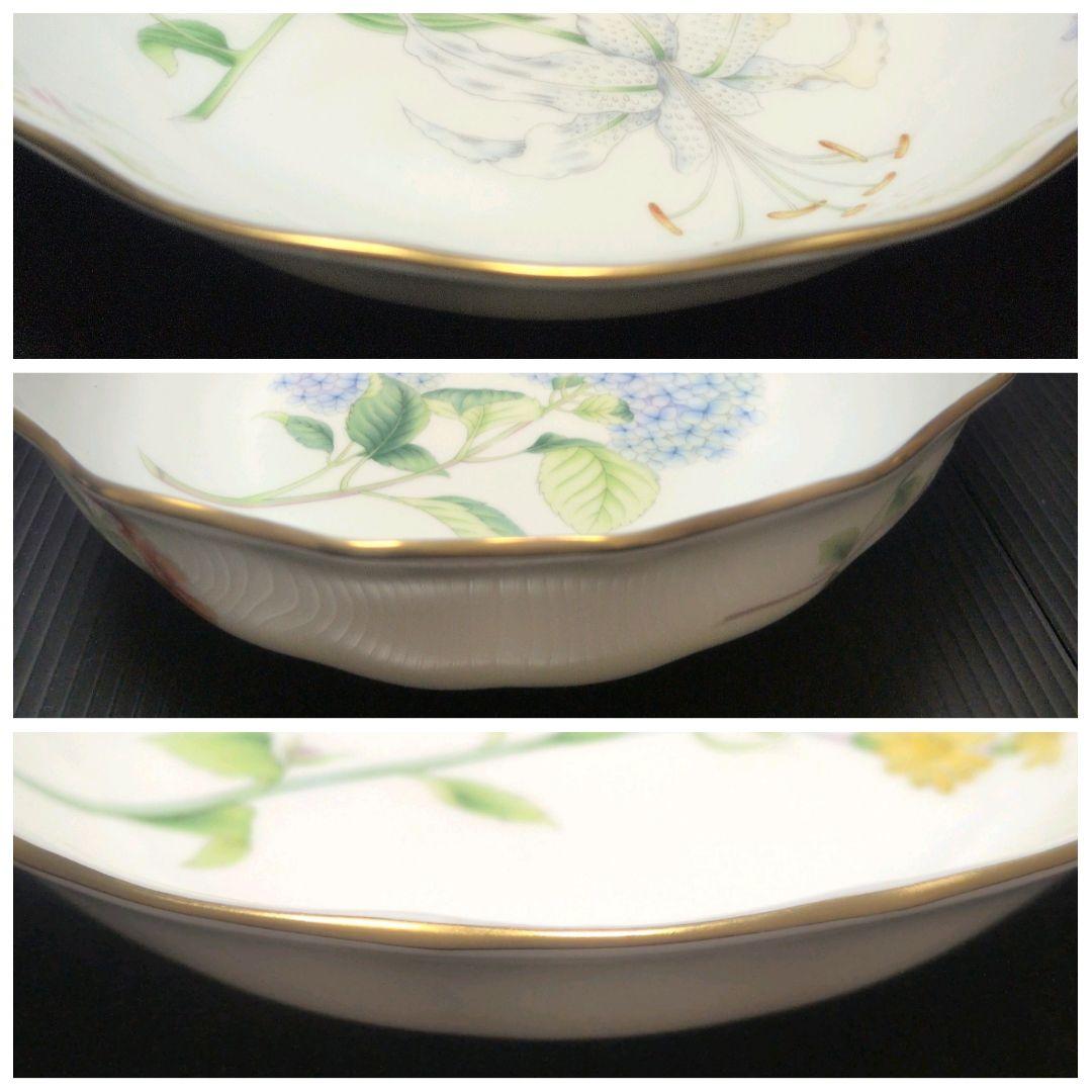 ナルミ シーボルト 絵付け皿 植物画 金彩