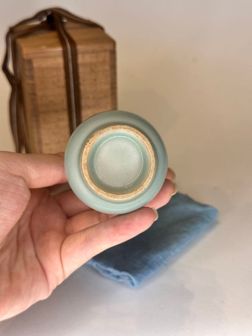 中国古美術 清時代 青磁 小花瓶 赏瓶 共箱付