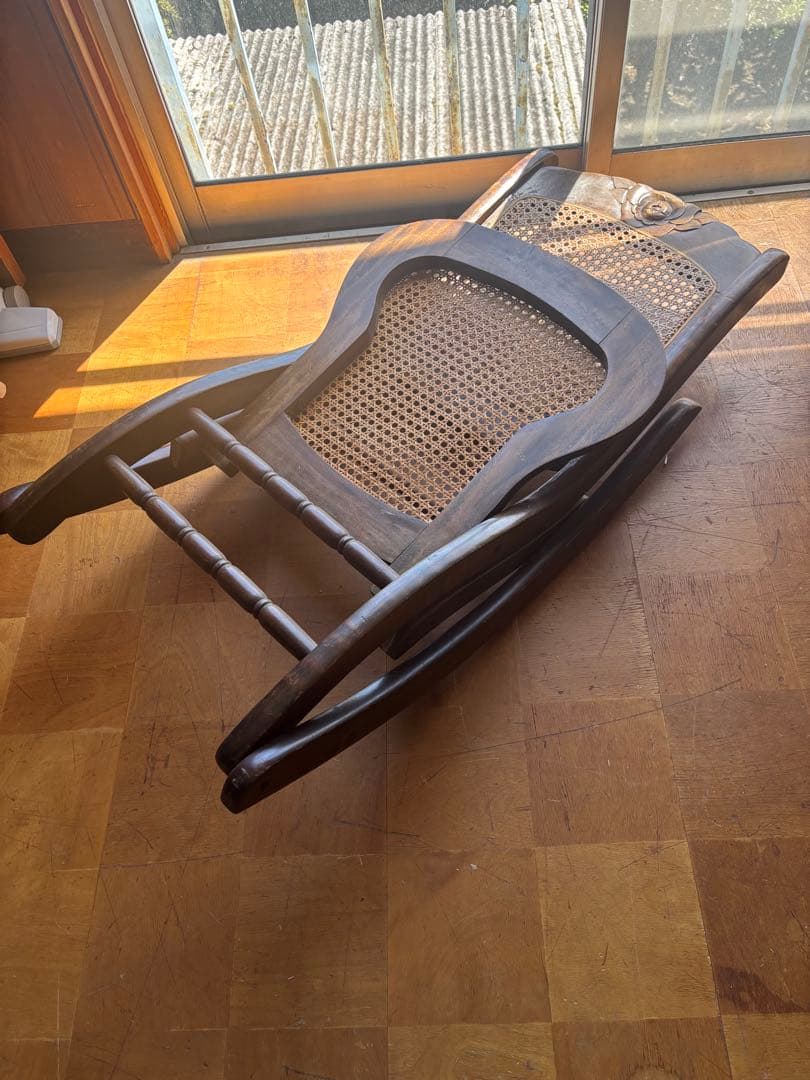 【折りたたみ可能‼️】木製ロッキングチェア ダークブラウン