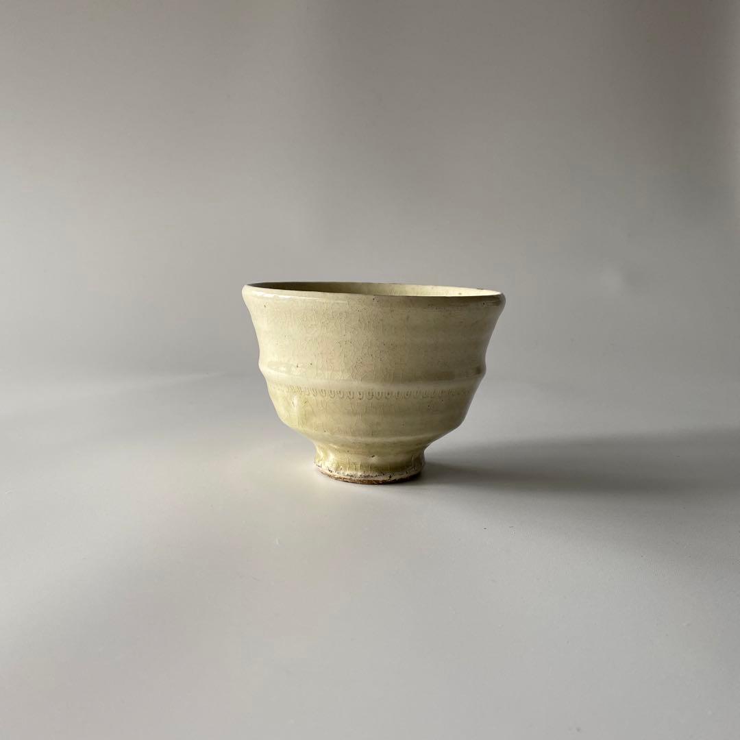 舩木研兒 白釉押紋茶碗 布志名 舩木道忠 バーナードリーチ 山陰 民藝 金継ぎ有