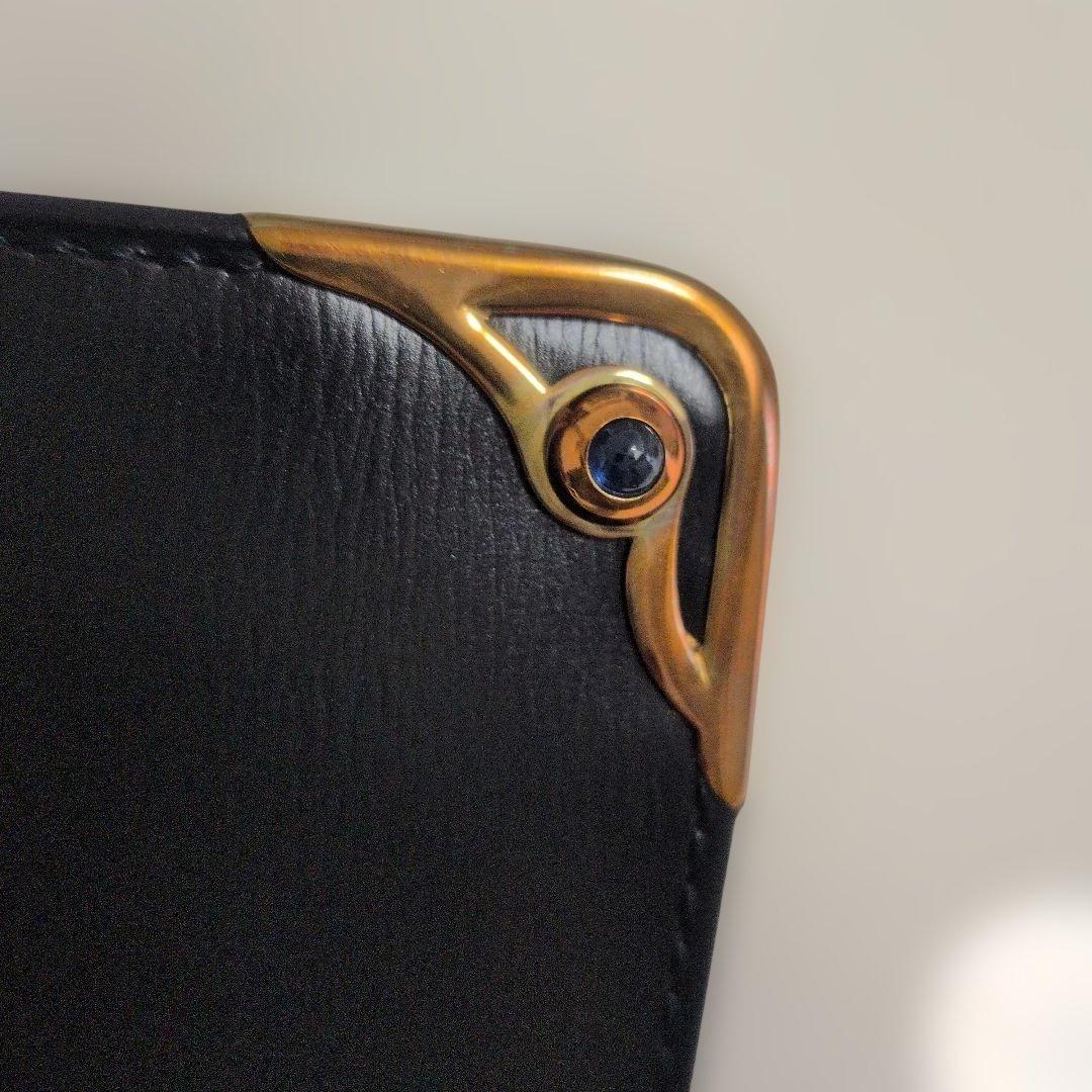 Cartierカルティエ サファイアライン カーフレザー ネイビー二つ折り財布