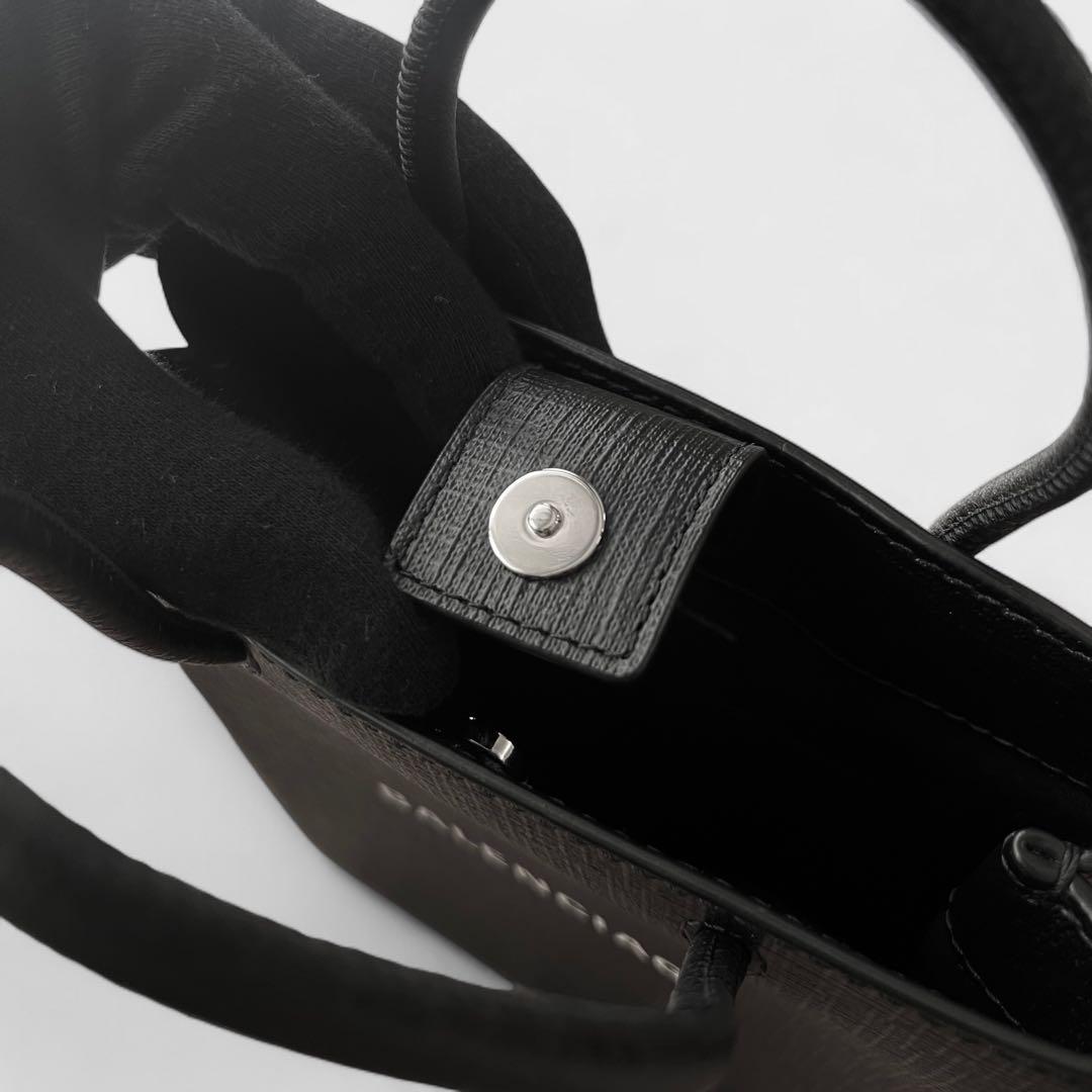 美品 バレンシアガ ラージ ショッピング バッグ レザー ブラック 2way