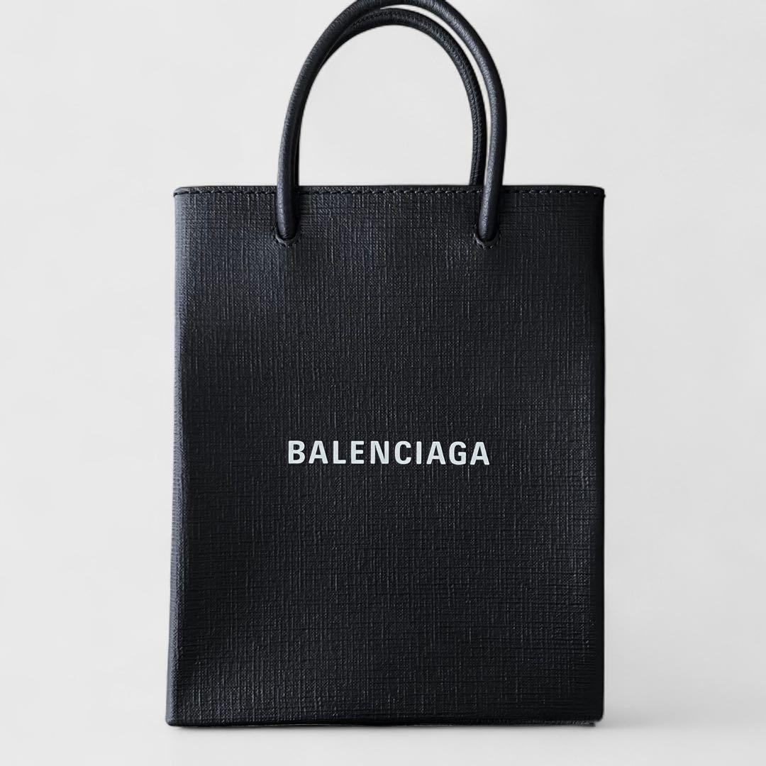 美品 バレンシアガ ラージ ショッピング バッグ レザー ブラック 2way