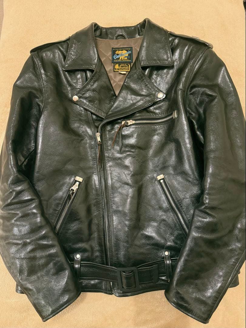 週末価格⭐️【茶芯】レインボーカントリー ダブルライダースジャケット ホースハイド