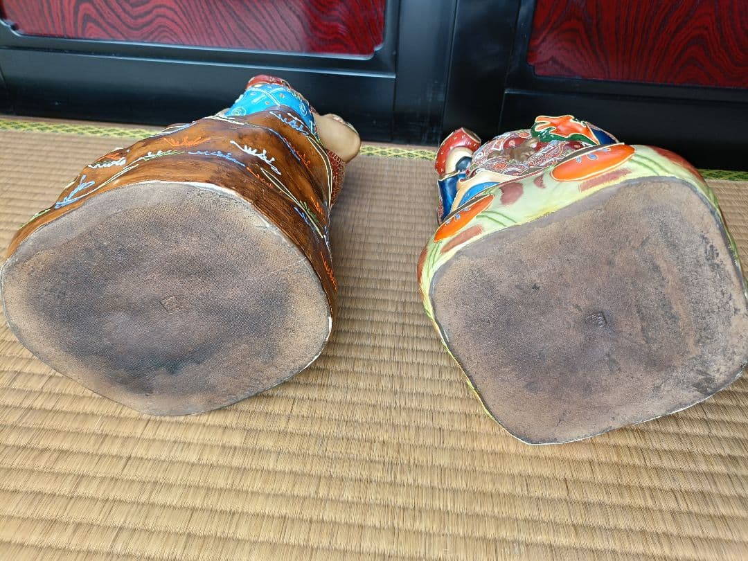 最高級九谷焼七福神（大黒天、恵比寿）置物2体セット　九谷岡山作