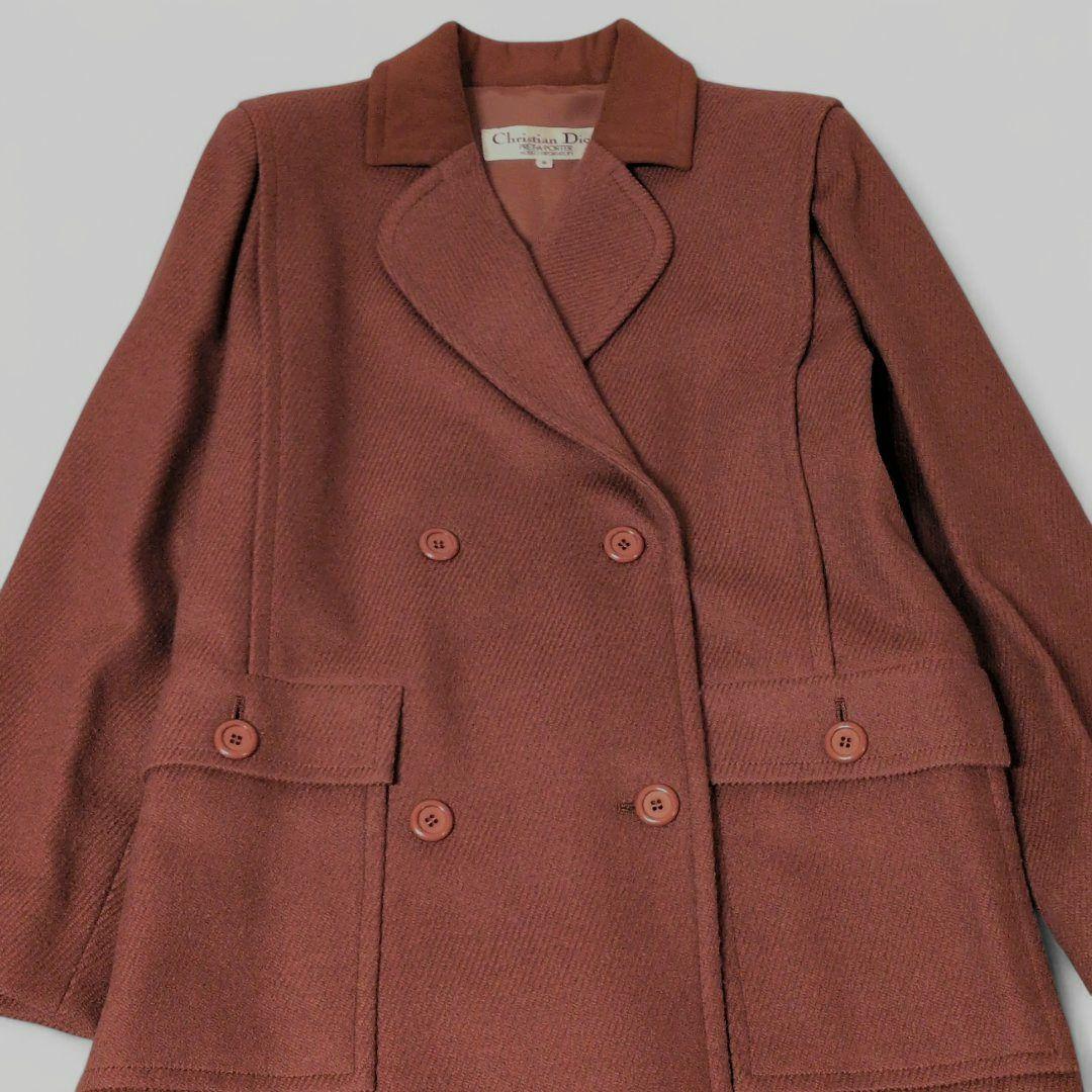 希少　クリスチャンディオール　シルク混　ウールロングコート　ヴィンテージ　レア