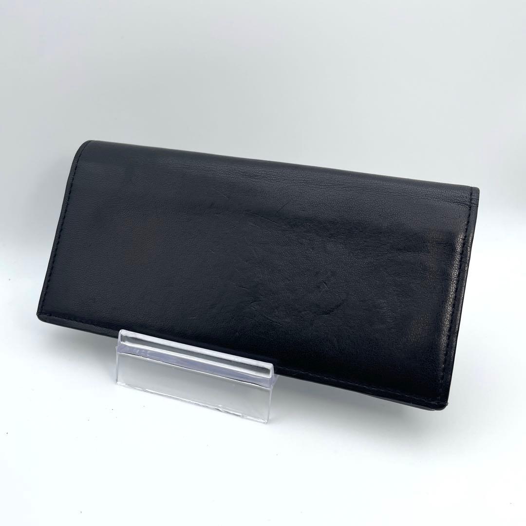 ディオールオム　長財布　メンズ　レザー　ブラック