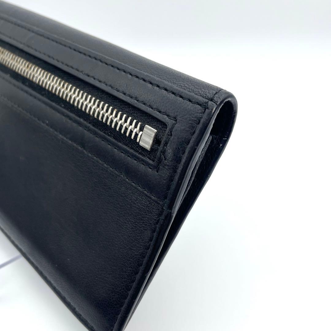 ディオールオム　長財布　メンズ　レザー　ブラック