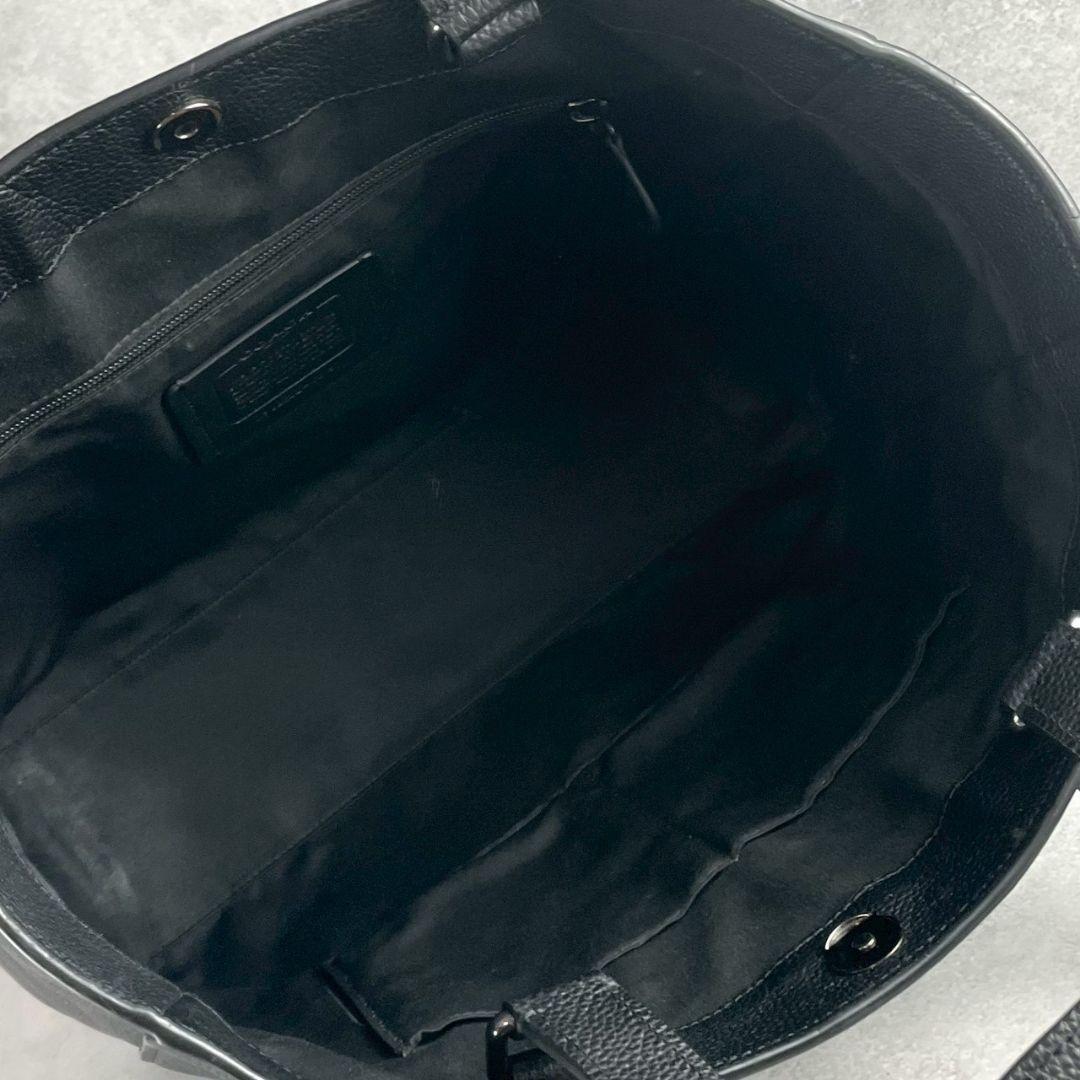 極美品 コーチ ハドソン 2way ダブルハンドル トートバッグ シボ革 黒