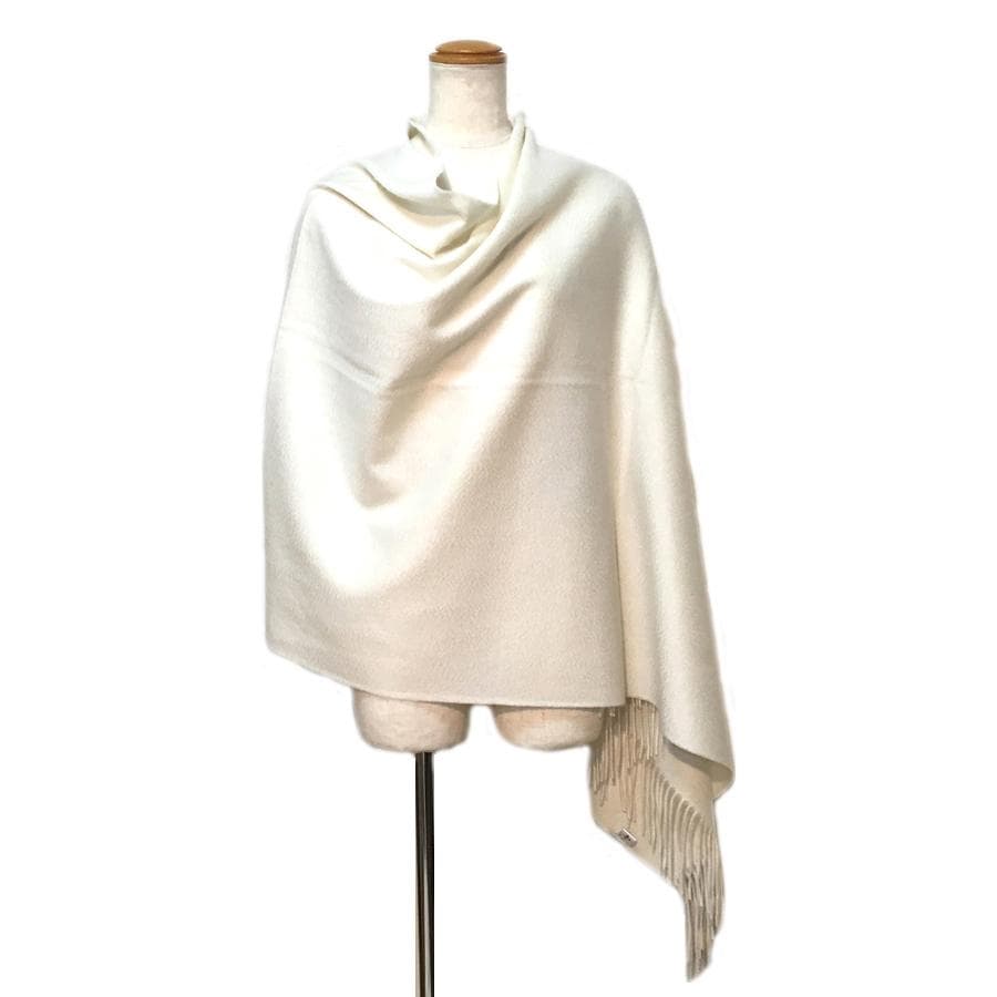 ラスト1枚値下70㎝×200超大判無染色 100% カシミヤストールWHT新品