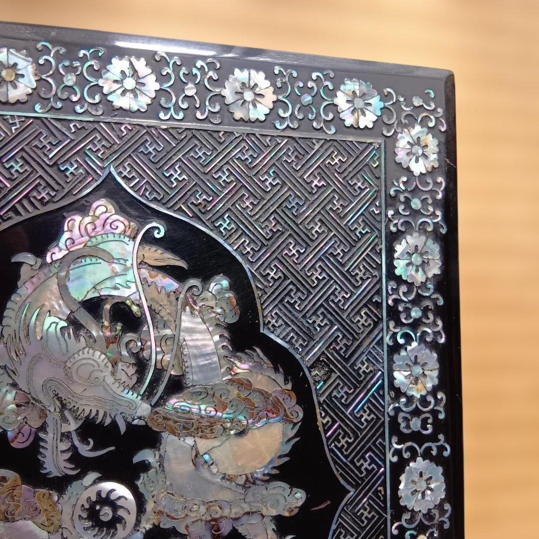 【高級】韓国 伝統工芸 螺鈿細工 龍図柄 漆器 小物入れ ジュエリーボックス