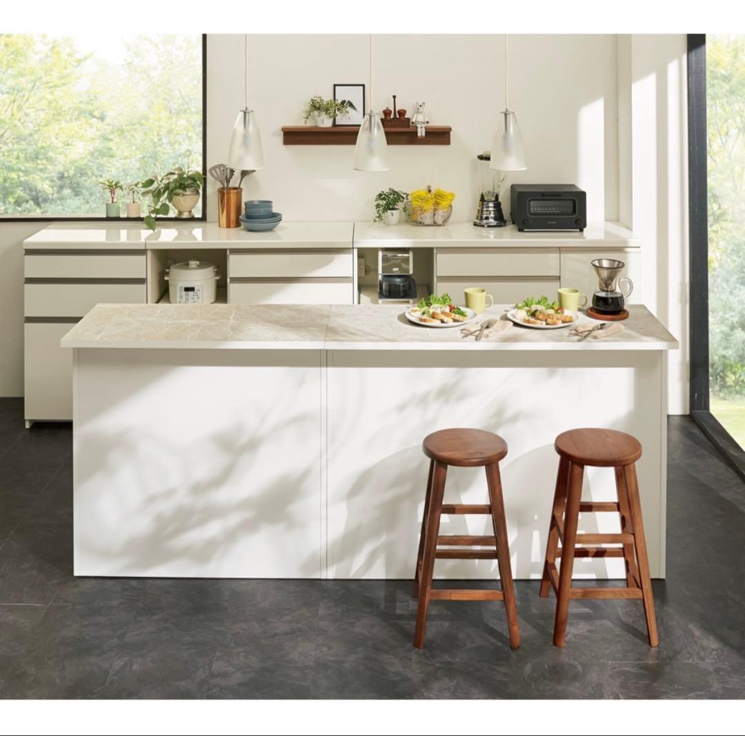 ディノス 大理石調 カウンターテーブル ホワイト 幅150cm