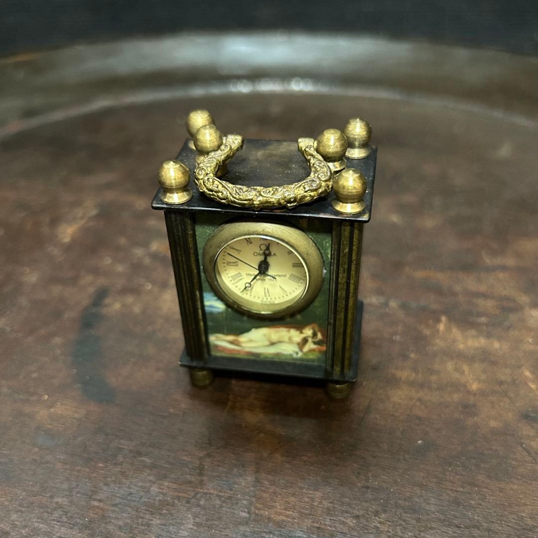 アンティーク　オメガ手巻式　ミニチュア置時計　稼働確認済み