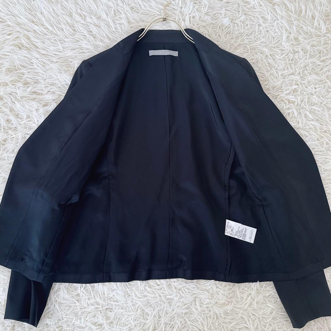 美品✨セオリーリュクス EXECUTIVE ノーカラー パンツスーツ 紺 M〜L