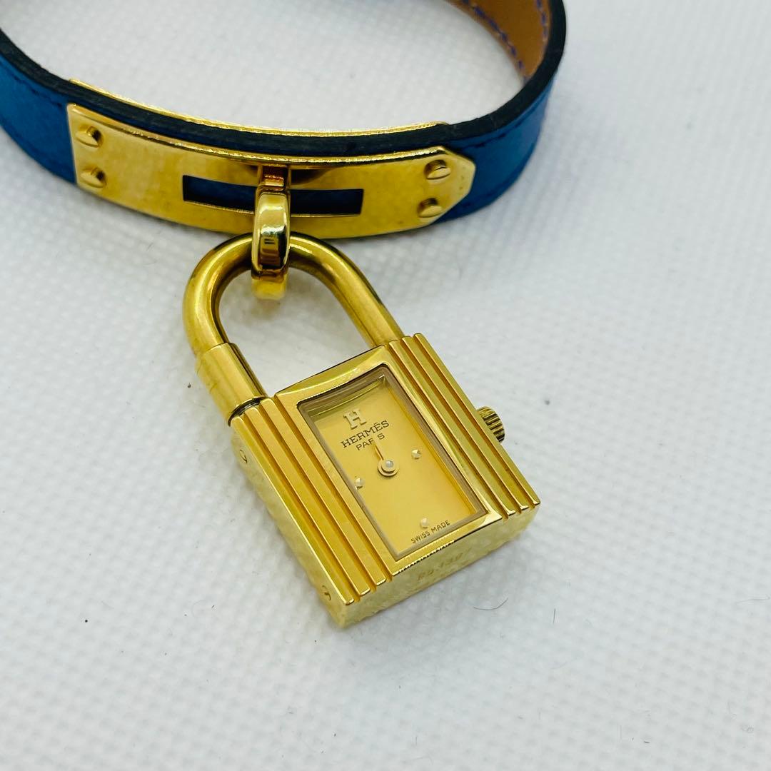 美品HERMES エルメス ケリーウォッチ GP/革 ゴールド文字盤 箱付き