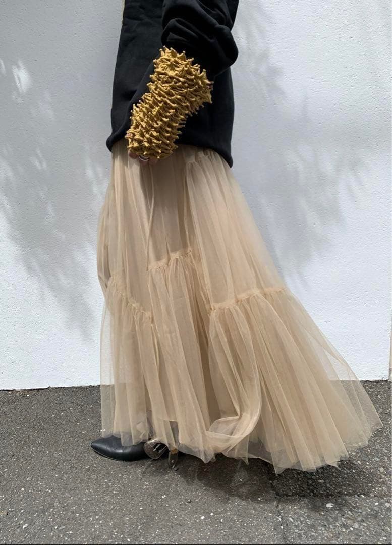 MURRAL Leaf vein tulle skirt ベージュ サイズ2