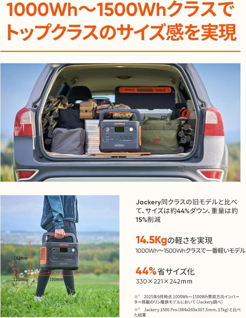 Jackery (ジャクリ) ポータブル電源 1500 New 1536Wh