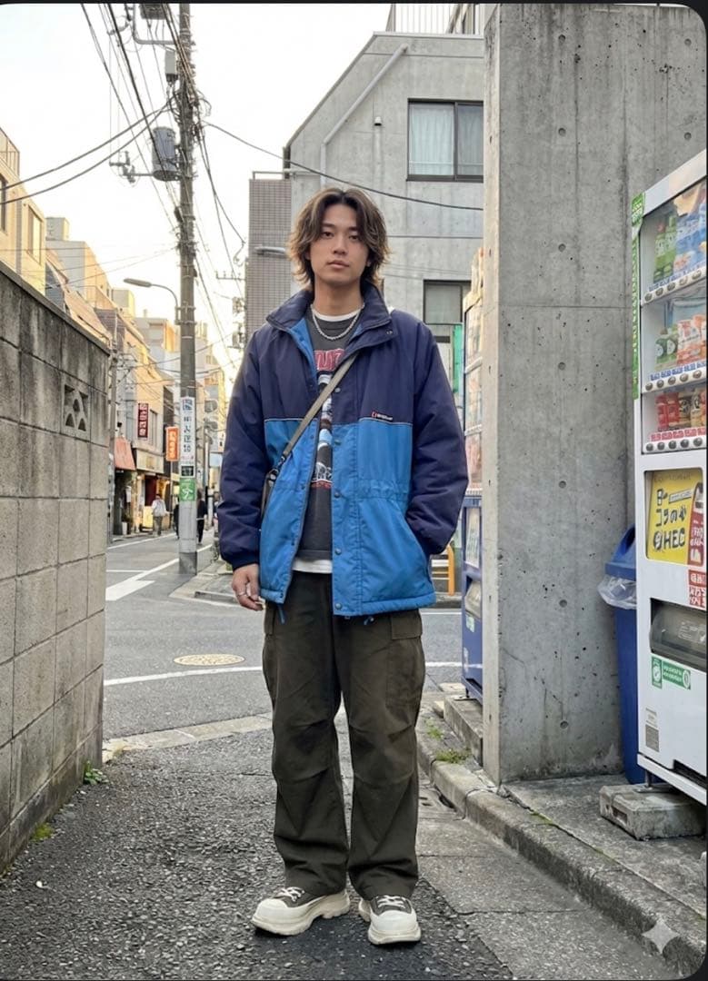 449 希少 80s ヴィンテージ バーグハウス 中綿ジャケットバイカラーブルー