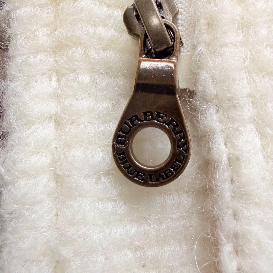 バーバリー ブルーレーベル ボリューム袖 モヘア ダッフル ノバチェック ファー