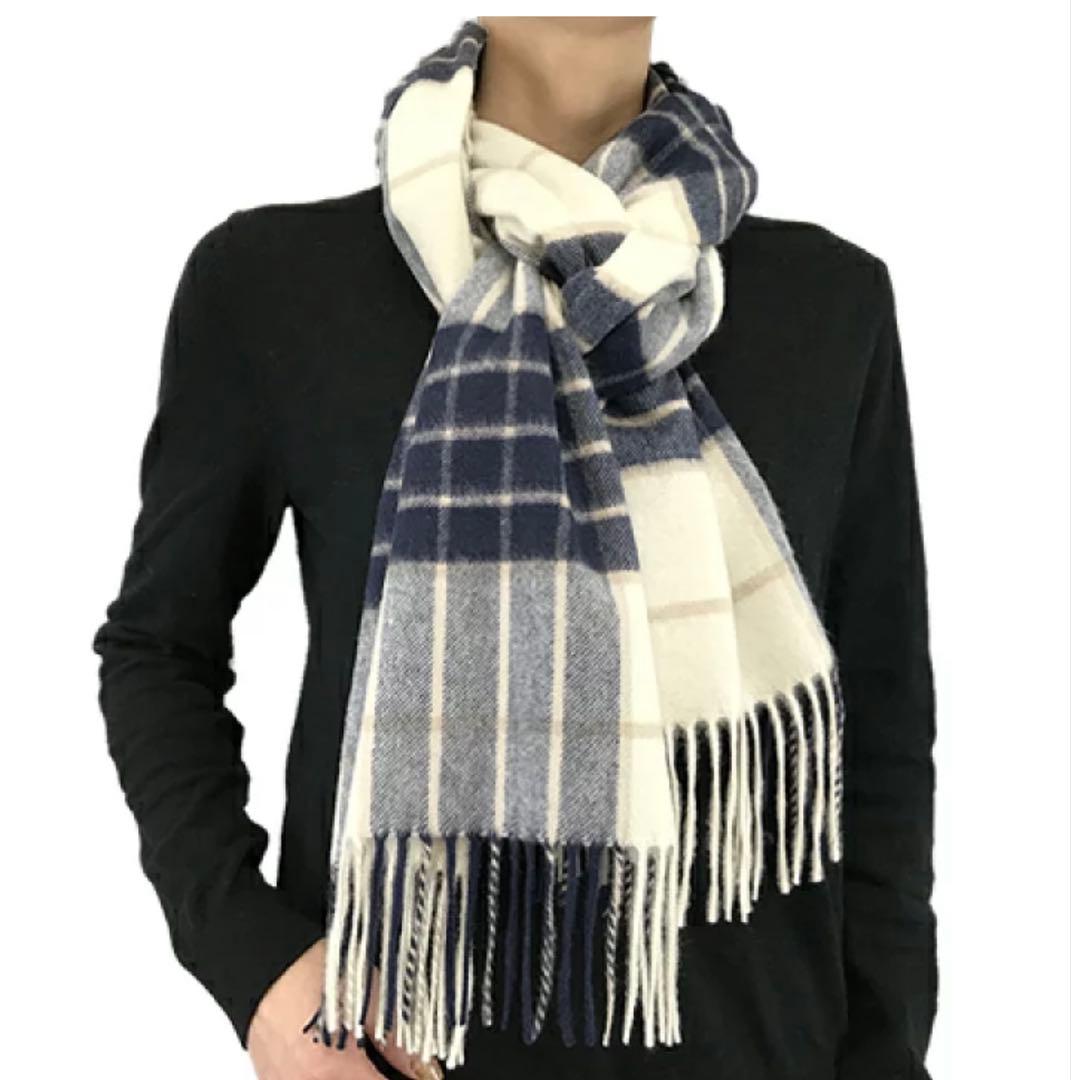 今だけ限定価格! 美品　ジョンストンズ　中判カシミヤ100%マフラー　ノックモア