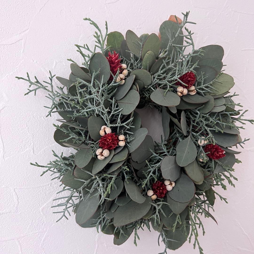 【SALE】ポポラスとブルーアイスのクリスマスリース* * *ラッピング無料