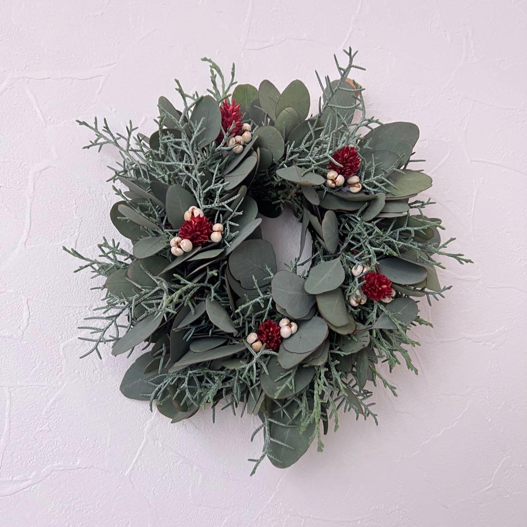 【SALE】ポポラスとブルーアイスのクリスマスリース* * *ラッピング無料