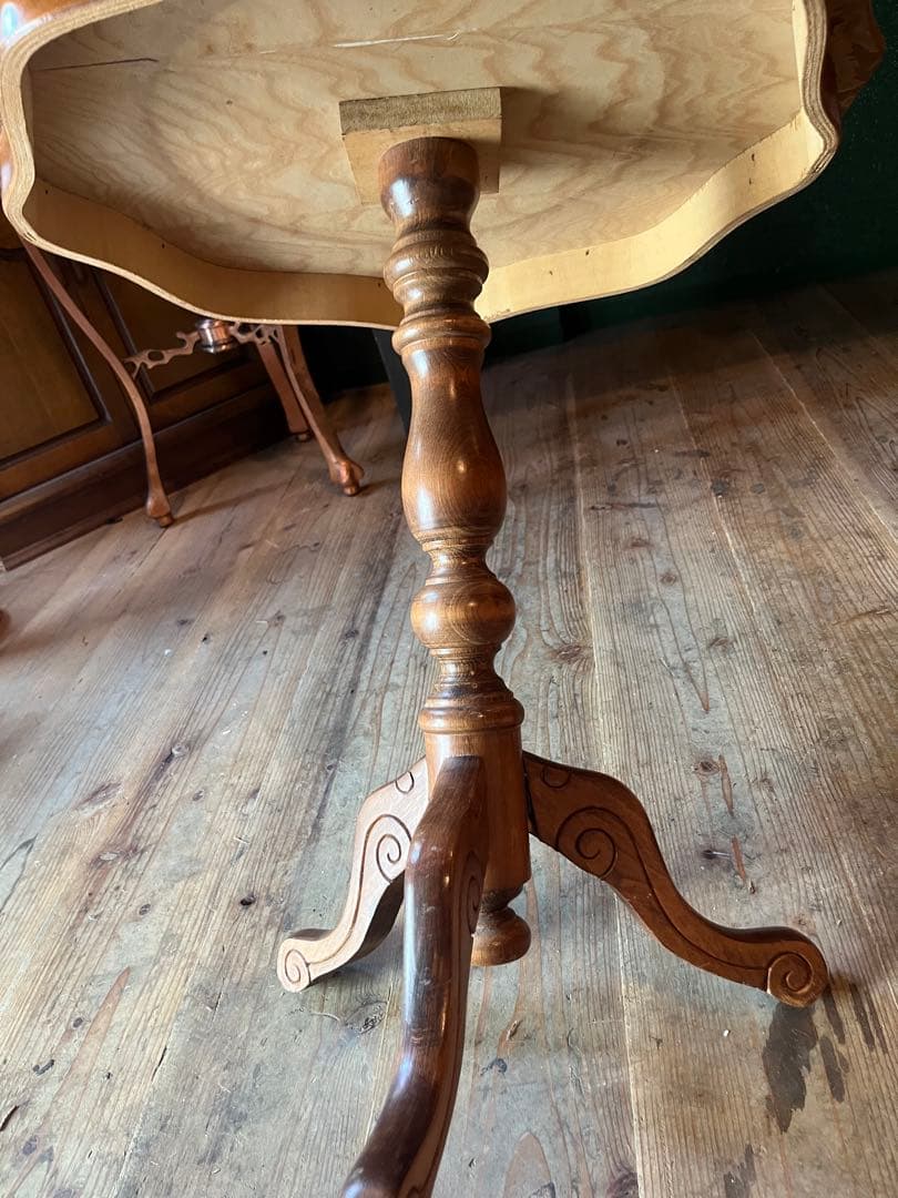 サイドテーブル コーヒーテーブル 猫脚 象嵌 アンティーク 花台 コンソール