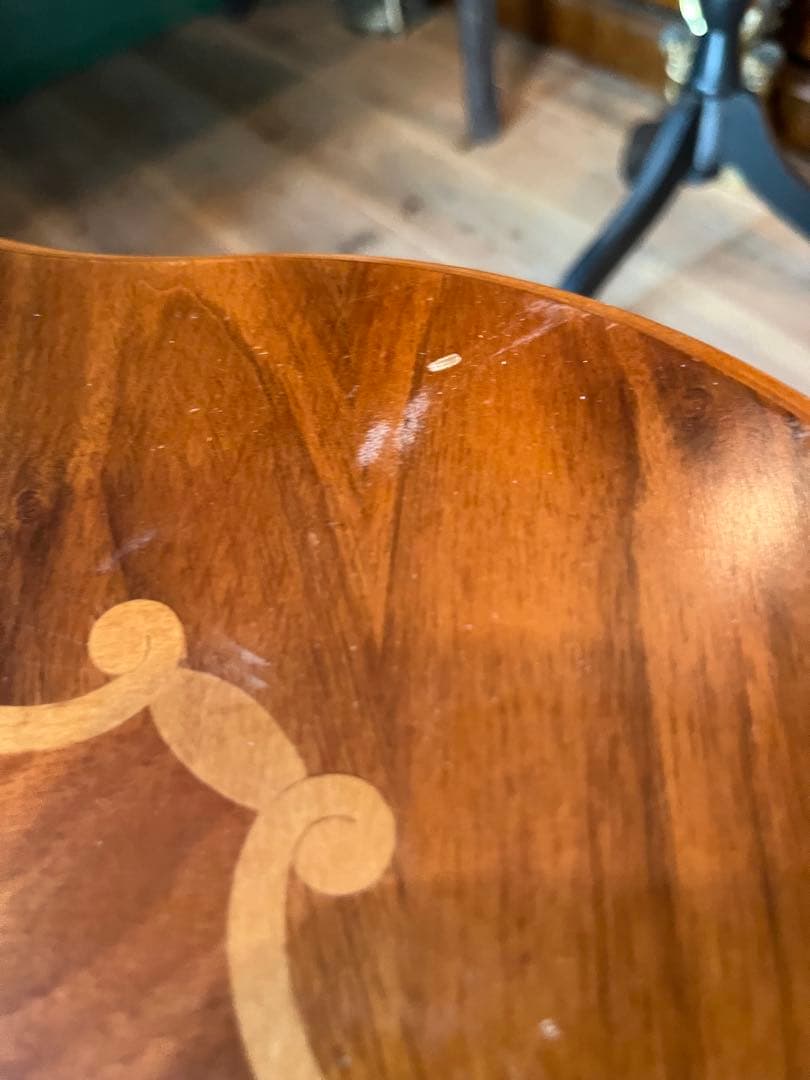 サイドテーブル コーヒーテーブル 猫脚 象嵌 アンティーク 花台 コンソール