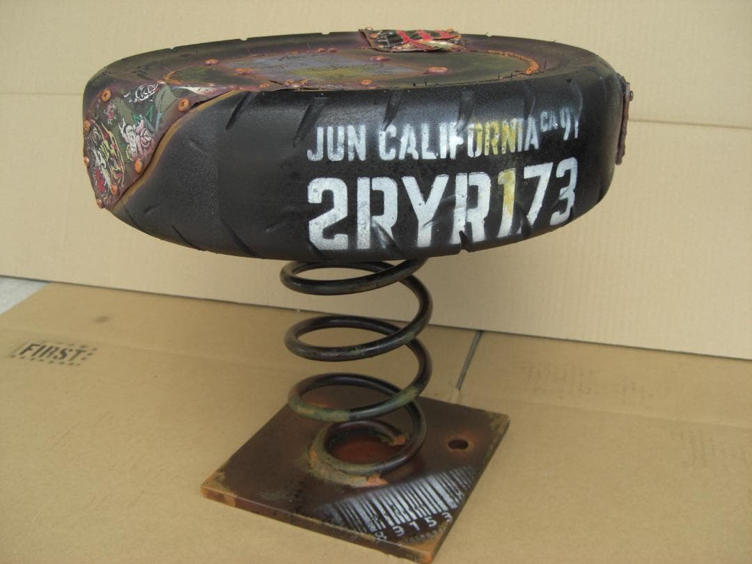 バイクタイヤ サイドテーブル ダウンサス チェア インテリア カリフォルニア