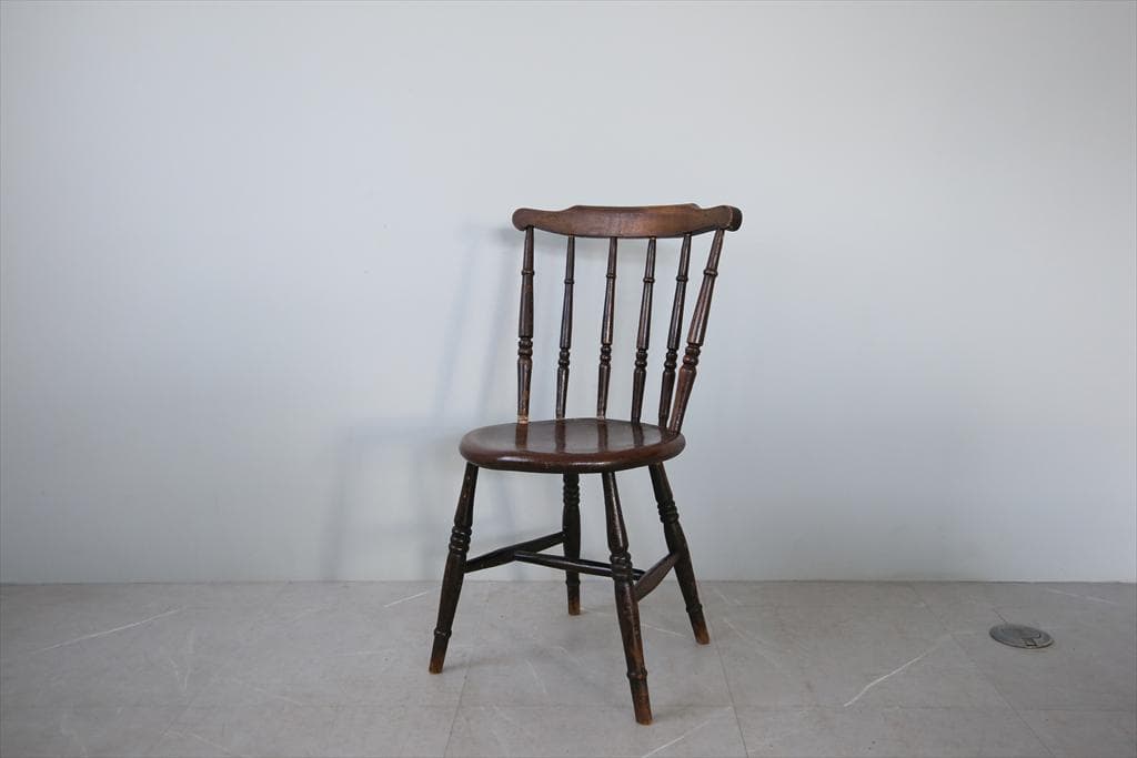 英国アンティーク木製キッチンチェア/ダイニングイス/椅子/飾り棚89-229-3