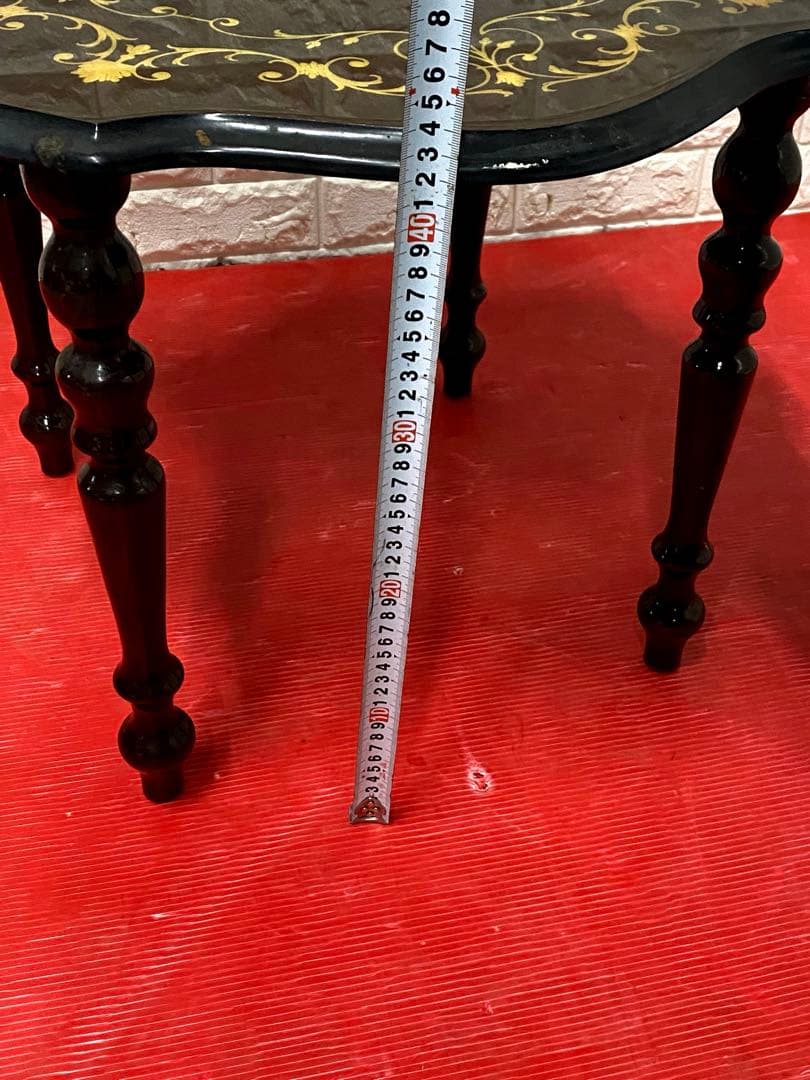 イタリア サイドテーブル⑤ 猫脚 象嵌 彫刻 アンティーク調 花台 コンソール