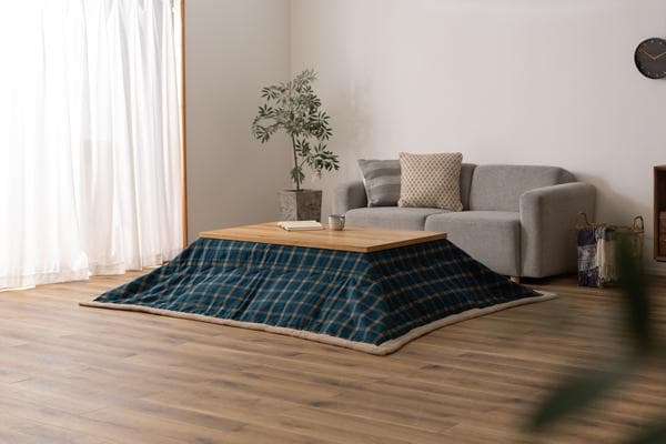 おしゃれ ふかふか かわいい 暖かい 長方形 こたつ布団 チェック柄ネイビー