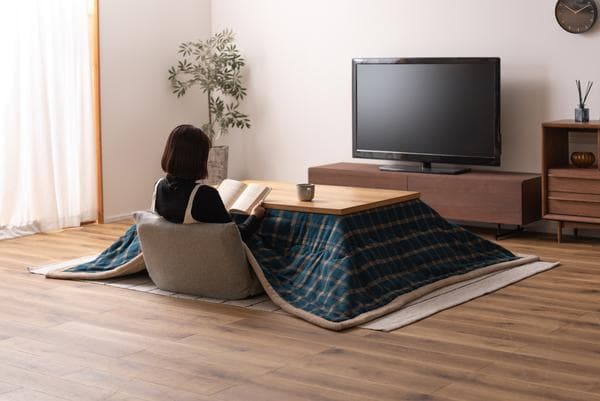 おしゃれ ふかふか かわいい 暖かい 長方形 こたつ布団 チェック柄ネイビー