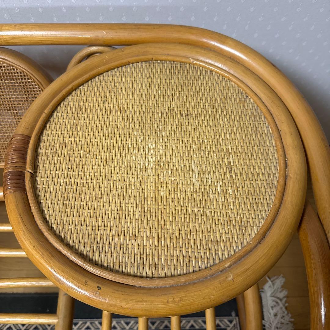 【状態良好 ❗️】アンティーク 昭和レトロ ラタン 藤 電話台／サイドテーブル