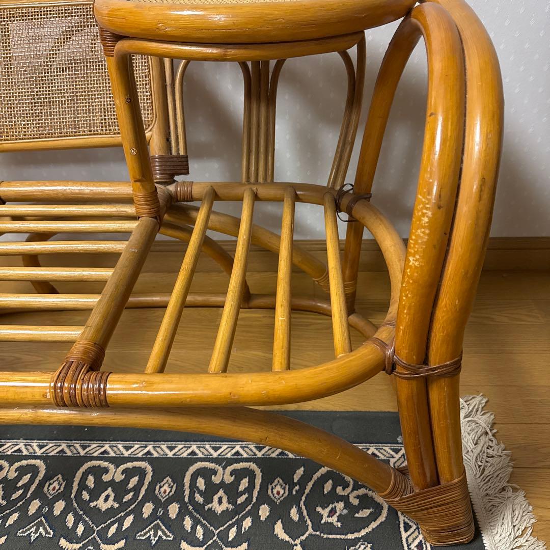 【状態良好 ❗️】アンティーク 昭和レトロ ラタン 藤 電話台／サイドテーブル