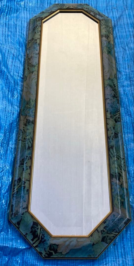 【美品】イタリア製 壁掛け鏡 姿見　八角形