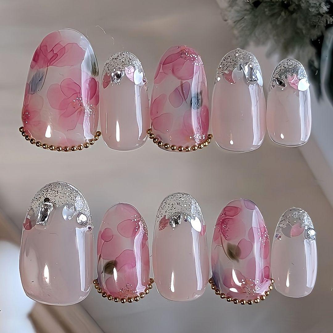 ネイルチップ 現品 オーダー かわいい 春 夏 卒業式 入学式 花 桜