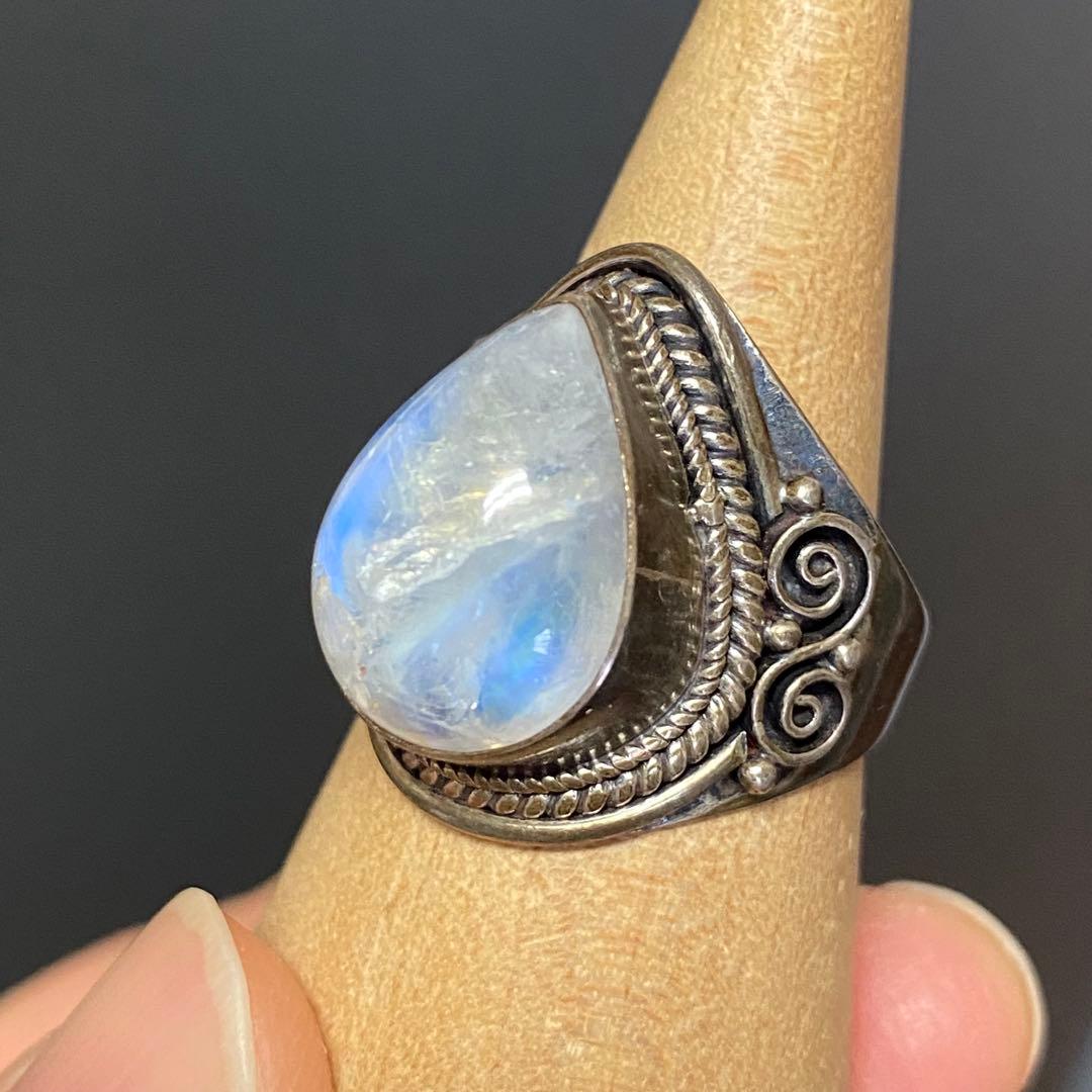 シルバー925 レインボームーンストーン　指輪　リング　 天然石