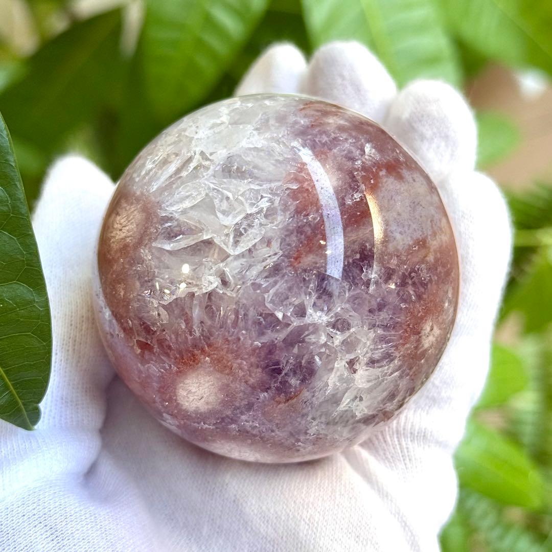 ピンクアメジストフラワーアゲート　濃ピンクパープル　スフィア　6cm ブラジル産
